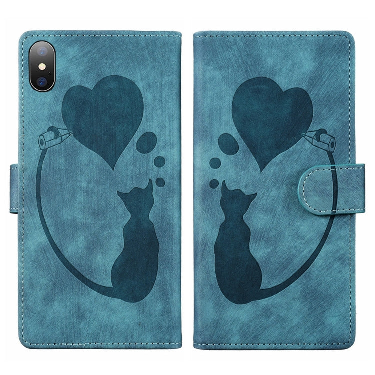 Bao da điện thoại in nổi hình trái tim mèo Pen Heart, dành cho iPhone X / XS, dành cho iPhone XR, dành cho iPhone XS Max, dành cho iPhone 7 Plus / 8 Plus