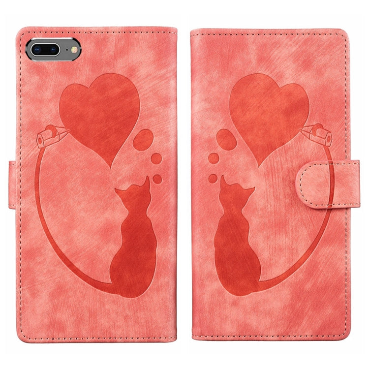 Bao da điện thoại in nổi hình trái tim mèo Pen Heart, dành cho iPhone X / XS, dành cho iPhone XR, dành cho iPhone XS Max, dành cho iPhone 7 Plus / 8 Plus