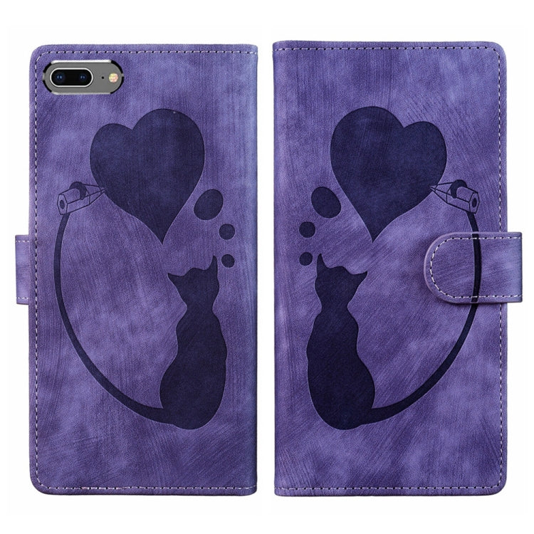 Bao da điện thoại in nổi hình trái tim mèo Pen Heart, dành cho iPhone X / XS, dành cho iPhone XR, dành cho iPhone XS Max, dành cho iPhone 7 Plus / 8 Plus