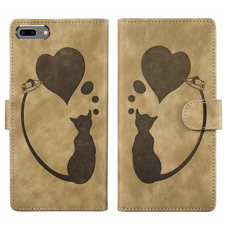Bao da điện thoại in nổi hình trái tim mèo Pen Heart, dành cho iPhone X / XS, dành cho iPhone XR, dành cho iPhone XS Max, dành cho iPhone 7 Plus / 8 Plus