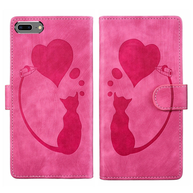 Bao da điện thoại in nổi hình trái tim mèo Pen Heart, dành cho iPhone X / XS, dành cho iPhone XR, dành cho iPhone XS Max, dành cho iPhone 7 Plus / 8 Plus