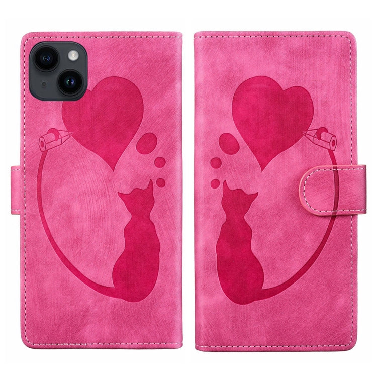 Ốp điện thoại da dập nổi hình bút trái tim mèo, Dành cho iPhone 13 mini, Dành cho iPhone 12, Dành cho iPhone 12 Pro Max, Dành cho iPhone 12 Pro, Dành cho iPhone 12 mini, Dành cho iPhone 11 Pro Max, Dành cho iPhone 11, Dành cho iPhone 11 Pro