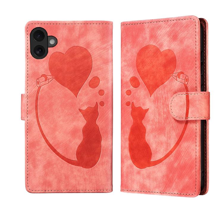 Bao da điện thoại bằng da dập nổi hình bút, trái tim và mèo, dành cho iPhone 17 Pro Max, dành cho iPhone 17 Pro, dành cho iPhone 17, dành cho iPhone Air, dành cho iPhone 15 Pro Max, dành cho iPhone 15 Pro, dành cho iPhone 15 Plus, dành cho iPhone 15