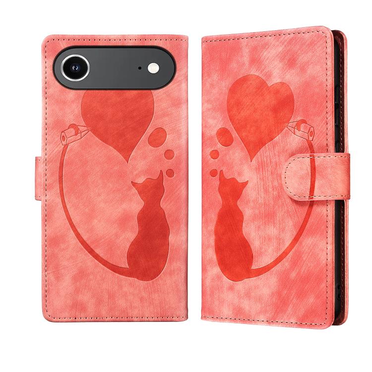 Bao da điện thoại bằng da dập nổi hình bút, trái tim và mèo, dành cho iPhone 17 Pro Max, dành cho iPhone 17 Pro, dành cho iPhone 17, dành cho iPhone Air, dành cho iPhone 15 Pro Max, dành cho iPhone 15 Pro, dành cho iPhone 15 Plus, dành cho iPhone 15