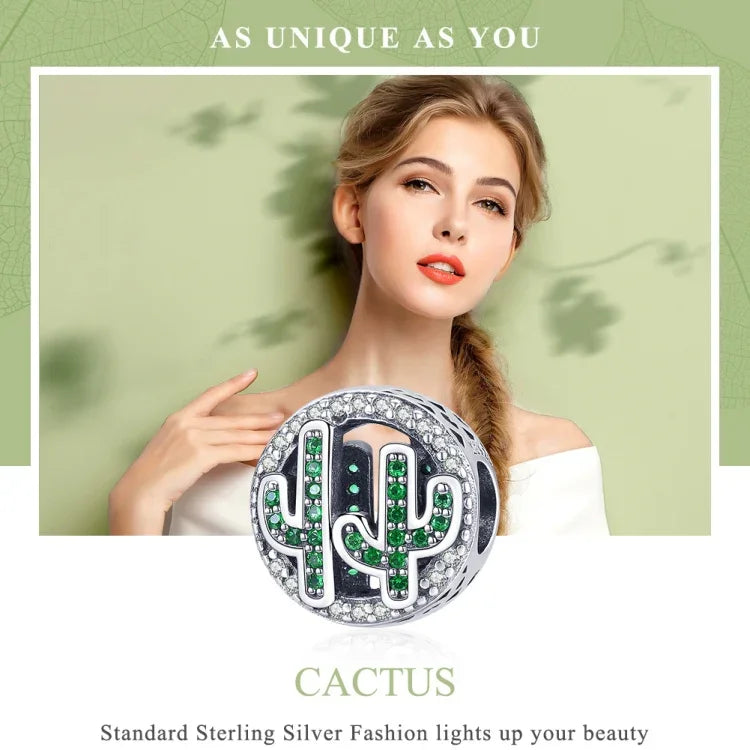 Mặt dây chuyền bạc S925 hạt xương rồng sức sống trang sức làm vòng tay dây chuyền