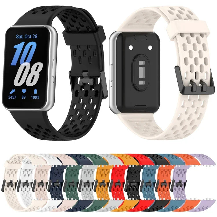 Dây đồng hồ silicone khóa đôi kiểu lỗ, dành cho Samsung Galaxy Fit 3