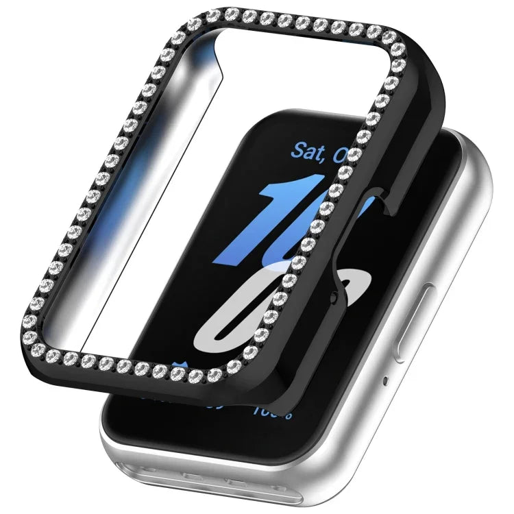 Ốp bảo vệ đồng hồ PC rỗng nửa gói kim cương, dành cho Samsung Galaxy Fit 3