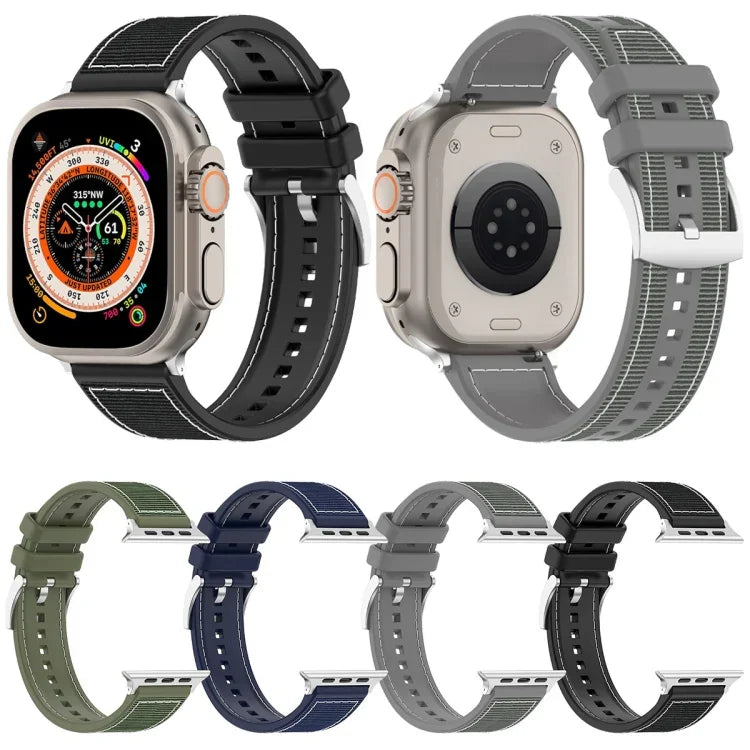 Official Buckle Hybrid Nylon Braid Silicone Watch Band, For Apple Watch 42mm, For Apple Watch 38mm