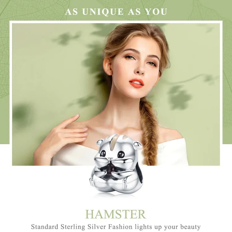 Mặt dây chuyền bạc S925 hạt chuột hamster nhỏ trang sức làm vòng tay dây chuyền