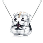 Mặt dây chuyền bạc S925 hạt chuột hamster nhỏ trang sức làm vòng tay dây chuyền