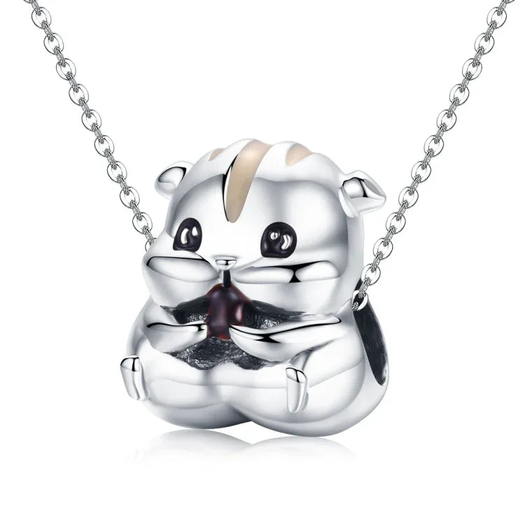Mặt dây chuyền bạc S925 hạt chuột hamster nhỏ trang sức làm vòng tay dây chuyền