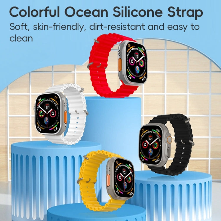 ZGA Ocean Silicone Watch Band, For Apple Watch Series 10 46mm, For Apple Watch Series 10 42mm, For Apple Watch SE 2023 44mm, For Apple Watch Ultra 2 49mm, For Apple Watch Series 9 45mm, For Apple Watch Ultra 49mm, For Apple Watch Series 8 45mm         ...