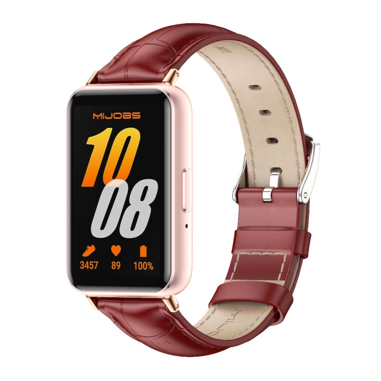 Dây đồng hồ da thật hai mặt Mijobs, dành cho Samsung Galaxy Fit 3