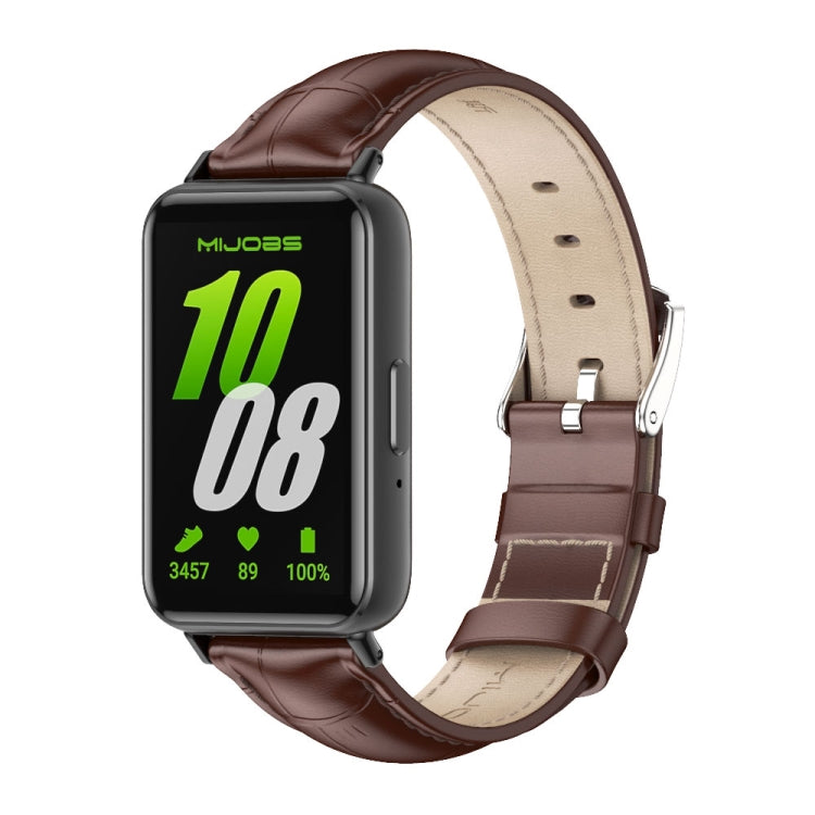 Dây đồng hồ da thật hai mặt Mijobs, dành cho Samsung Galaxy Fit 3