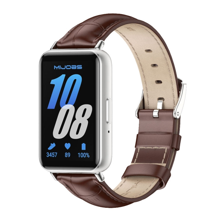 Dây đồng hồ da thật hai mặt Mijobs, dành cho Samsung Galaxy Fit 3