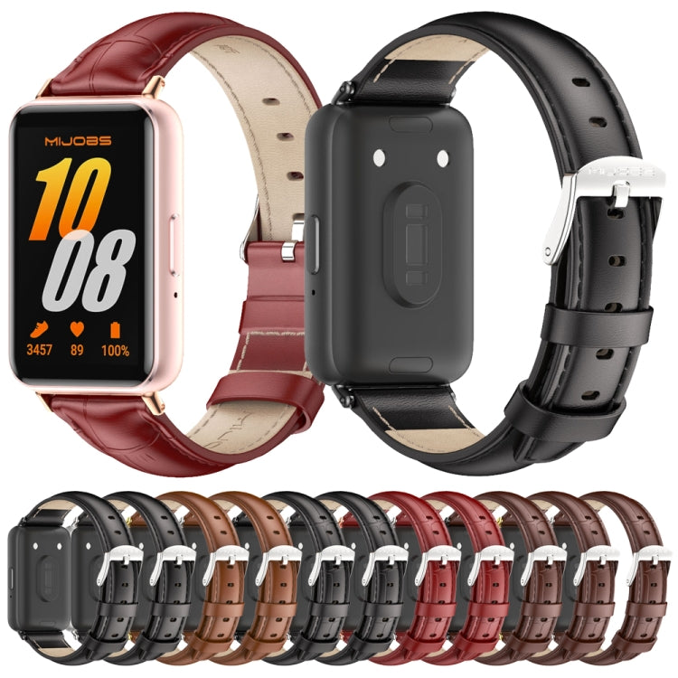 Dây đồng hồ da thật hai mặt Mijobs, dành cho Samsung Galaxy Fit 3