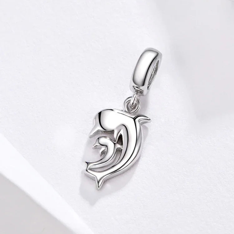 Mặt dây chuyền bạc S925 cá heo trang sức làm vòng tay dây chuyền