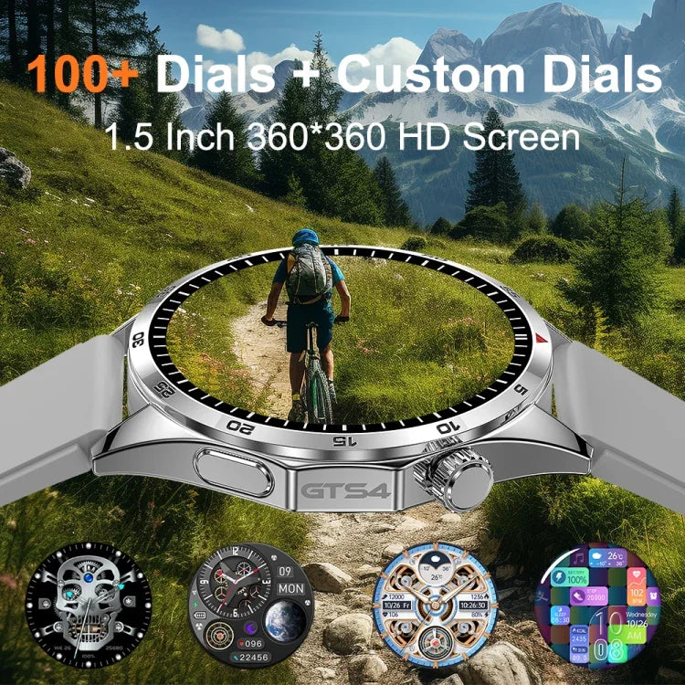 Đồng hồ thông minh GTS4/LT09 1.5 inch IP67 theo dõi thể dục sức khỏe Hỗ trợ gọi Bluetooth / Ngủ / Oxy trong máu / Nhịp tim, Dây silicone, Dây thép