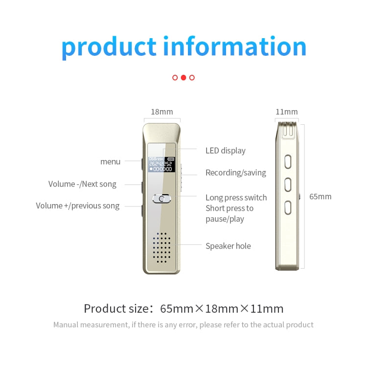 JNN Q7 Máy ghi âm giọng nói mini di động màn hình OLED, 4GB, 8GB, 16GB, 32GB