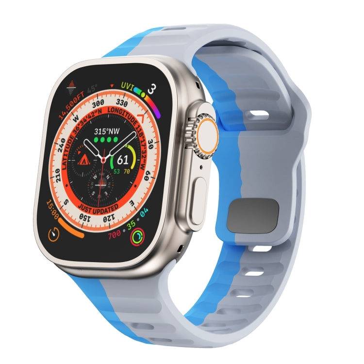 Dây đồng hồ silicone khóa ngược họa tiết sóng, dành cho Apple Watch Ultra 2 49mm, dành cho Apple Watch Series 9 45mm, dành cho Apple Watch Series 9 41mm, dành cho Apple Watch Ultra 49mm