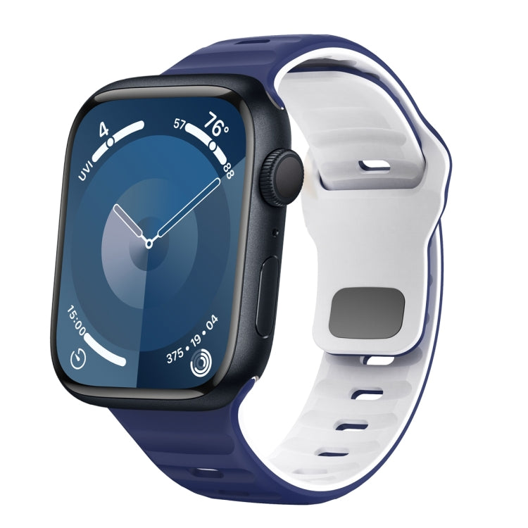 Dây đồng hồ silicone khóa ngược họa tiết sóng, dành cho Apple Watch Ultra 2 49mm, dành cho Apple Watch Series 9 45mm, dành cho Apple Watch Series 9 41mm, dành cho Apple Watch Ultra 49mm