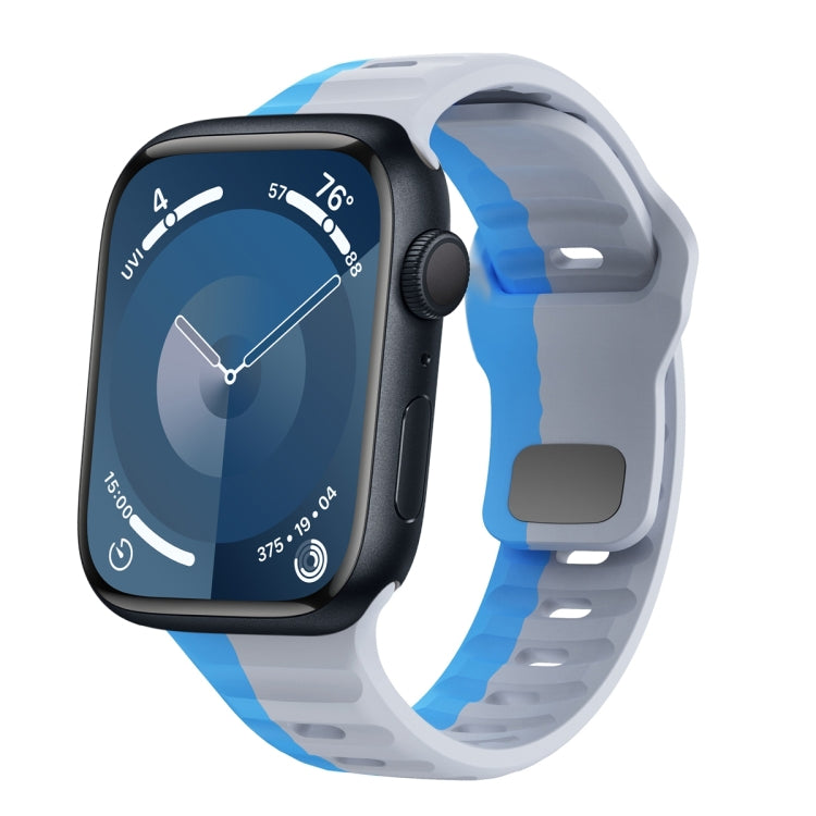 Dây đồng hồ silicone khóa ngược họa tiết sóng, dành cho Apple Watch Ultra 2 49mm, dành cho Apple Watch Series 9 45mm, dành cho Apple Watch Series 9 41mm, dành cho Apple Watch Ultra 49mm