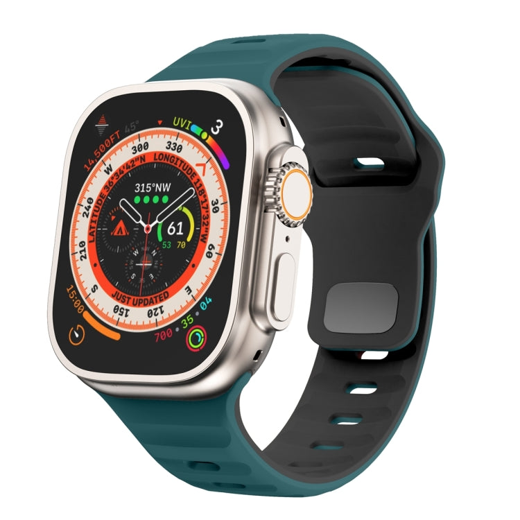 Dây đồng hồ silicone khóa ngược họa tiết sóng, dành cho Apple Watch Ultra 2 49mm, dành cho Apple Watch Series 9 45mm, dành cho Apple Watch Series 9 41mm, dành cho Apple Watch Ultra 49mm