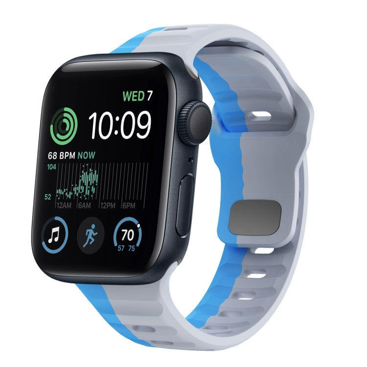 Dây đồng hồ silicone khóa ngược họa tiết sóng, dành cho Apple Watch Series 8 41mm, dành cho Apple Watch Series 8 45mm, dành cho Apple Watch SE 2022 40mm, dành cho Apple Watch SE 2022 44mm