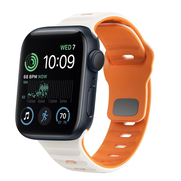 Dây đồng hồ silicone khóa ngược họa tiết sóng, dành cho Apple Watch Series 7 41mm, dành cho Apple Watch Series 7 45mm, dành cho Apple Watch SE 40mm, dành cho Apple Watch SE 44mm