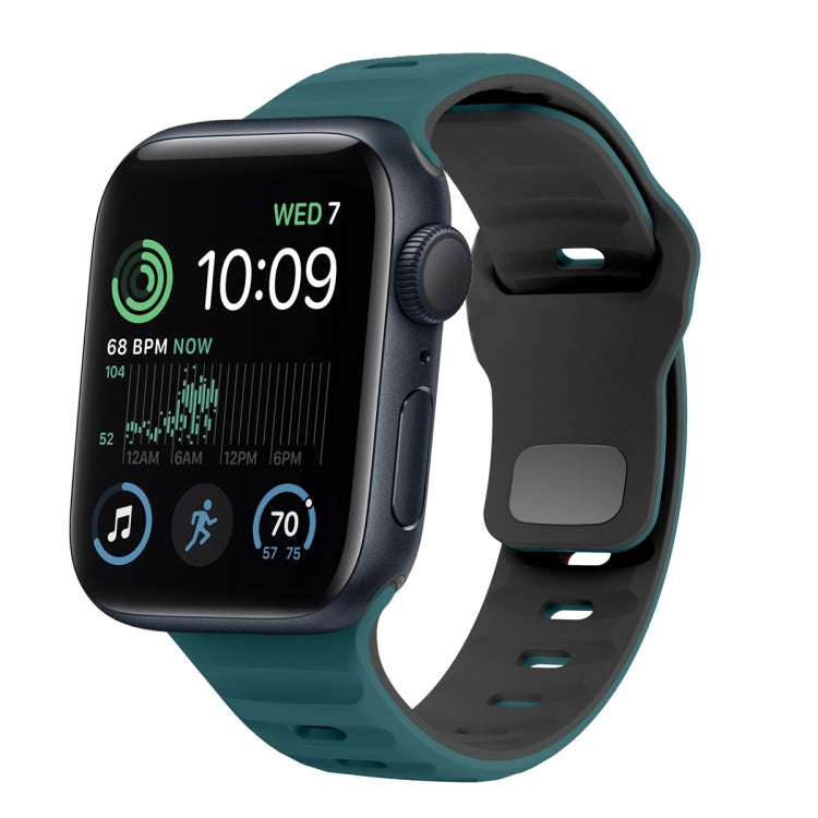 Dây đồng hồ silicone khóa ngược họa tiết sóng, dành cho Apple Watch Series 7 41mm, dành cho Apple Watch Series 7 45mm, dành cho Apple Watch SE 40mm, dành cho Apple Watch SE 44mm