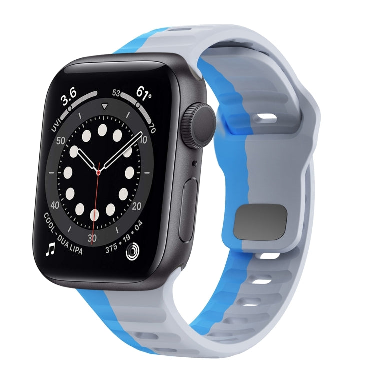 Dây đồng hồ silicone khóa ngược họa tiết sóng, dành cho Apple Watch Series 6 40mm, dành cho Apple Watch Series 6 44mm, dành cho Apple Watch Series 5 44mm, dành cho Apple Watch Series 5 40mm