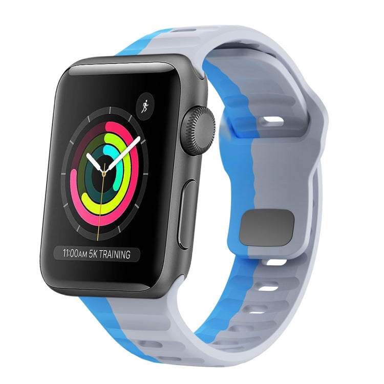 Dây đồng hồ silicone khóa ngược họa tiết sóng, dành cho Apple Watch Series 4 44mm, dành cho Apple Watch Series 4 40mm, dành cho Apple Watch Series 3 38mm, dành cho Apple Watch Series 3 42mm