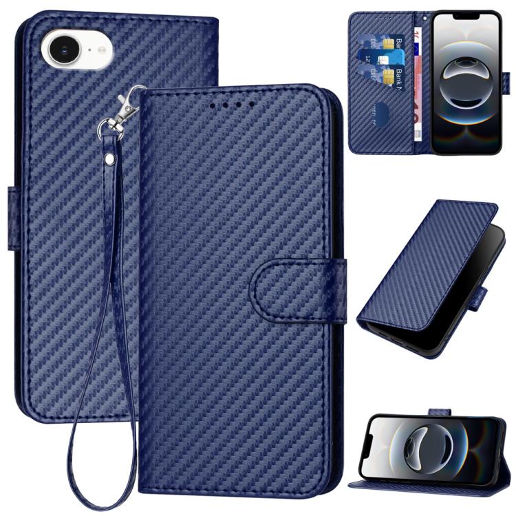 Bao da điện thoại bằng da họa tiết sợi carbon YX0070 có khóa cài và dây đeo, dành cho iPhone 17e / 16e, dành cho iPhone 17 Pro Max, dành cho iPhone 17 Pro, dành cho iPhone 17, dành cho iPhone Air, dành cho iPhone 16 Pro Max