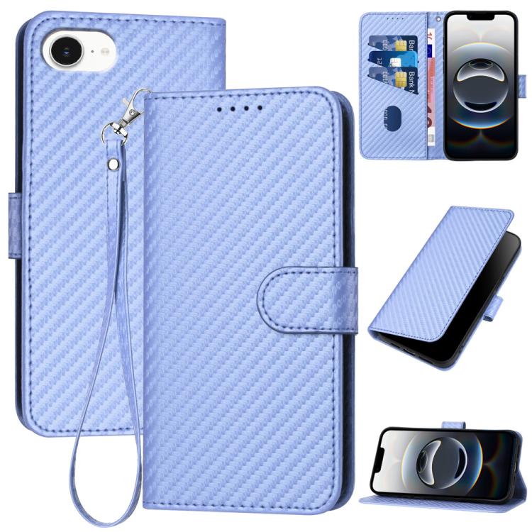 Bao da điện thoại bằng da họa tiết sợi carbon YX0070 có khóa cài và dây đeo, dành cho iPhone 17e / 16e, dành cho iPhone 17 Pro Max, dành cho iPhone 17 Pro, dành cho iPhone 17, dành cho iPhone Air, dành cho iPhone 16 Pro Max