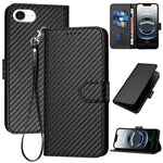 Bao da điện thoại bằng da họa tiết sợi carbon YX0070 có khóa cài và dây đeo, dành cho iPhone 17e / 16e, dành cho iPhone 17 Pro Max, dành cho iPhone 17 Pro, dành cho iPhone 17, dành cho iPhone Air, dành cho iPhone 16 Pro Max