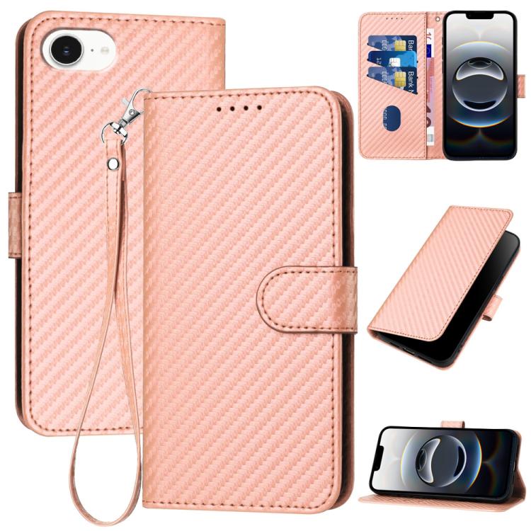 Bao da điện thoại bằng da họa tiết sợi carbon YX0070 có khóa cài và dây đeo, dành cho iPhone 17e / 16e, dành cho iPhone 17 Pro Max, dành cho iPhone 17 Pro, dành cho iPhone 17, dành cho iPhone Air, dành cho iPhone 16 Pro Max