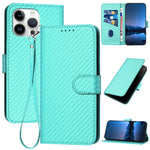 Ốp lưng điện thoại da khóa sợi carbon YX0070 kèm dây đeo, dành cho iPhone 16 Pro, iPhone 16 Plus, iPhone 16, iPhone 15 Pro Max, iPhone 15 Pro, iPhone 15 Plus