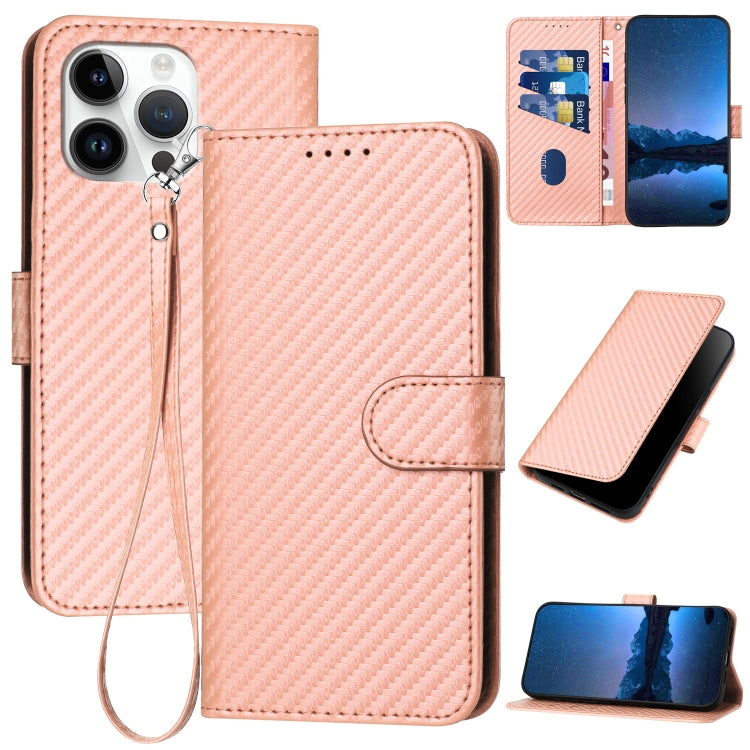 Ốp lưng điện thoại da khóa sợi carbon YX0070 kèm dây đeo, dành cho iPhone 16 Pro, iPhone 16 Plus, iPhone 16, iPhone 15 Pro Max, iPhone 15 Pro, iPhone 15 Plus