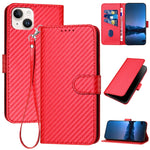 Ốp lưng điện thoại da khóa sợi carbon YX0070 kèm dây đeo, dành cho iPhone 16 Pro, iPhone 16 Plus, iPhone 16, iPhone 15 Pro Max, iPhone 15 Pro, iPhone 15 Plus