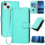 Ốp lưng điện thoại da khóa sợi carbon YX0070 kèm dây đeo, dành cho iPhone 16 Pro, iPhone 16 Plus, iPhone 16, iPhone 15 Pro Max, iPhone 15 Pro, iPhone 15 Plus