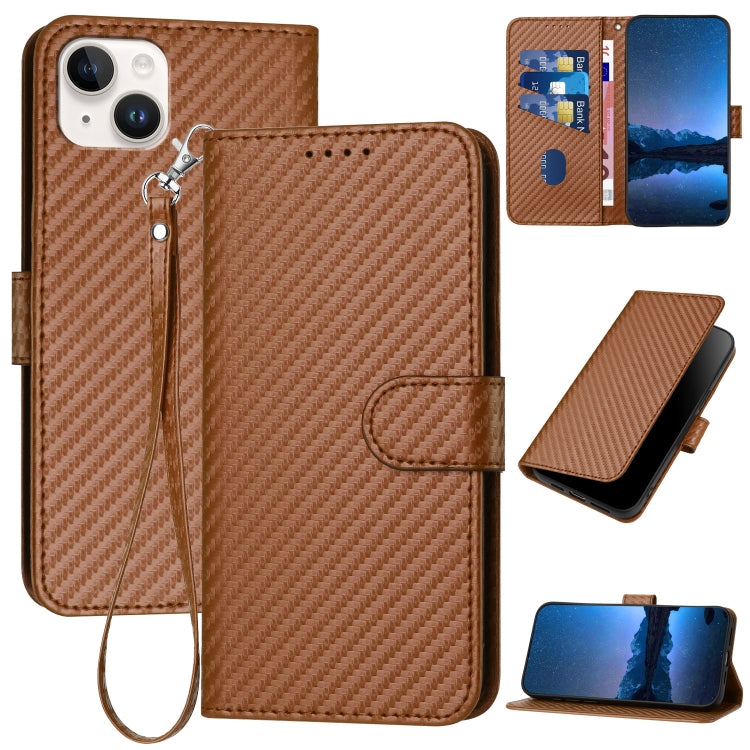 Ốp lưng điện thoại da khóa sợi carbon YX0070 kèm dây đeo, dành cho iPhone 16 Pro, iPhone 16 Plus, iPhone 16, iPhone 15 Pro Max, iPhone 15 Pro, iPhone 15 Plus