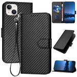 Ốp lưng điện thoại da khóa sợi carbon YX0070 kèm dây đeo, dành cho iPhone 16 Pro, iPhone 16 Plus, iPhone 16, iPhone 15 Pro Max, iPhone 15 Pro, iPhone 15 Plus