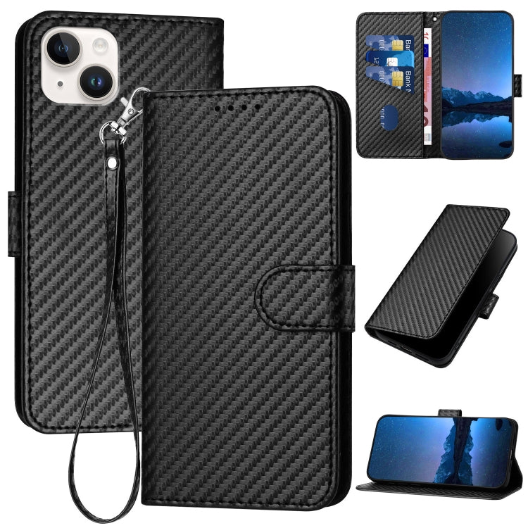 Ốp lưng điện thoại da khóa sợi carbon YX0070 kèm dây đeo, dành cho iPhone 16 Pro, iPhone 16 Plus, iPhone 16, iPhone 15 Pro Max, iPhone 15 Pro, iPhone 15 Plus