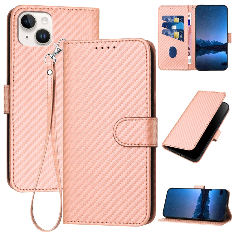 Ốp lưng điện thoại da khóa sợi carbon YX0070 kèm dây đeo, dành cho iPhone 16 Pro, iPhone 16 Plus, iPhone 16, iPhone 15 Pro Max, iPhone 15 Pro, iPhone 15 Plus