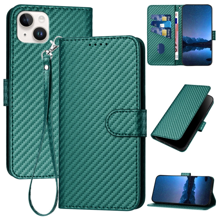 Ốp lưng điện thoại da khóa sợi carbon YX0070 kèm dây đeo, dành cho iPhone 16 Pro, iPhone 16 Plus, iPhone 16, iPhone 15 Pro Max, iPhone 15 Pro, iPhone 15 Plus