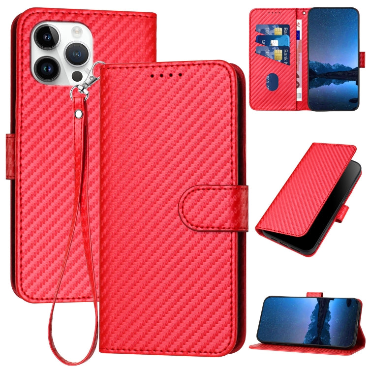 Ốp điện thoại da khóa sợi carbon YX0070 kèm dây đeo, dành cho iPhone 13 Pro Max, iPhone 13 Pro, iPhone 13, iPhone 13 mini, iPhone 12 / 12 Pro, iPhone 12 Pro Max