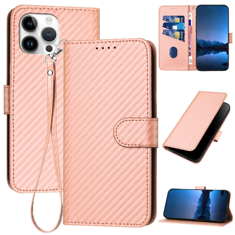 Ốp điện thoại da khóa sợi carbon YX0070 kèm dây đeo, dành cho iPhone 13 Pro Max, iPhone 13 Pro, iPhone 13, iPhone 13 mini, iPhone 12 / 12 Pro, iPhone 12 Pro Max