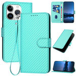 Ốp điện thoại da khóa sợi carbon YX0070 kèm dây đeo, dành cho iPhone 13 Pro Max, iPhone 13 Pro, iPhone 13, iPhone 13 mini, iPhone 12 / 12 Pro, iPhone 12 Pro Max