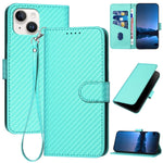 Ốp điện thoại da khóa sợi carbon YX0070 kèm dây đeo, dành cho iPhone 13 Pro Max, iPhone 13 Pro, iPhone 13, iPhone 13 mini, iPhone 12 / 12 Pro, iPhone 12 Pro Max