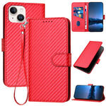 Ốp điện thoại da khóa sợi carbon YX0070 kèm dây đeo, dành cho iPhone 13 Pro Max, iPhone 13 Pro, iPhone 13, iPhone 13 mini, iPhone 12 / 12 Pro, iPhone 12 Pro Max